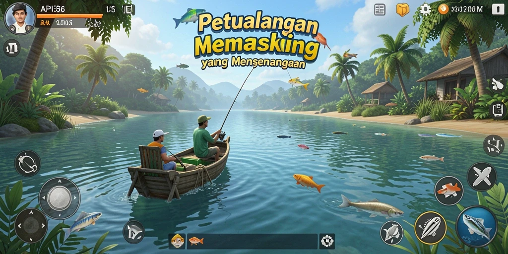 Gameplay seru dalam momen memancing yang mendebarkan.