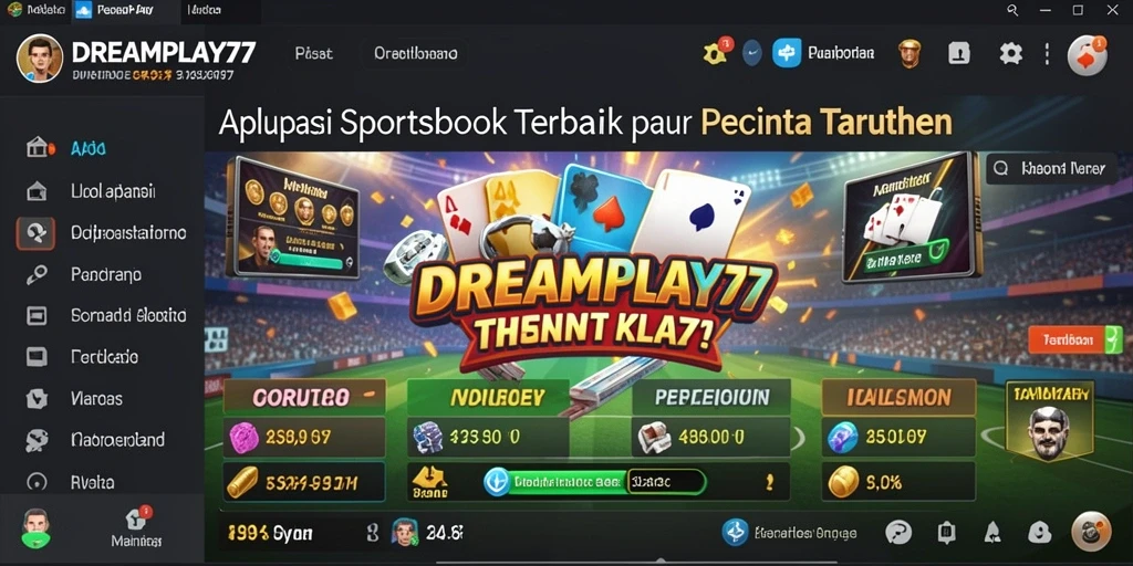 Tampilan antarmuka aplikasi DREAMPLAY77 yang menarik dan interaktif.