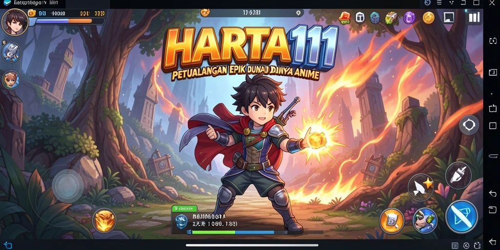 Tampilan gameplay HARTA11 dengan karakter anime yang dinamis dan aksi seru.