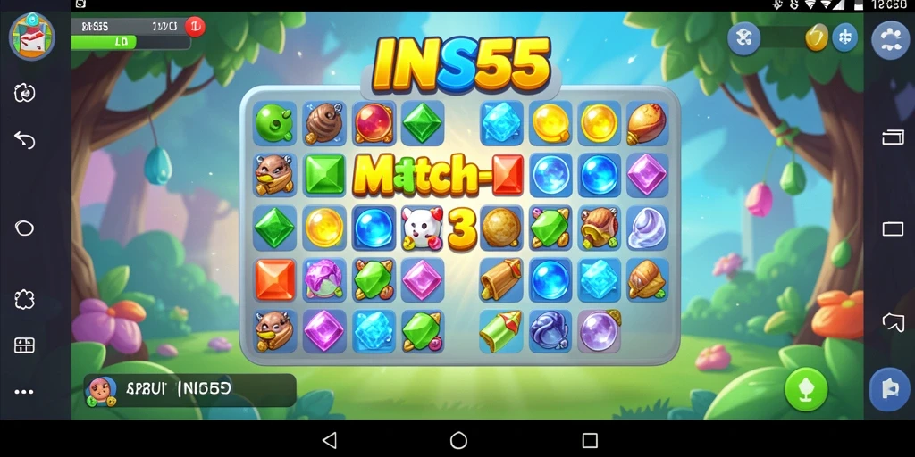 Tangkapan layar utama INS55 menampilkan gameplay Match-3 yang dinamis.