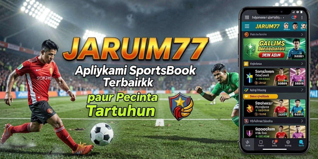 Screenshot JARUM77 menampilkan tampilan antarmuka aplikasi Sportsbook yang menarik.