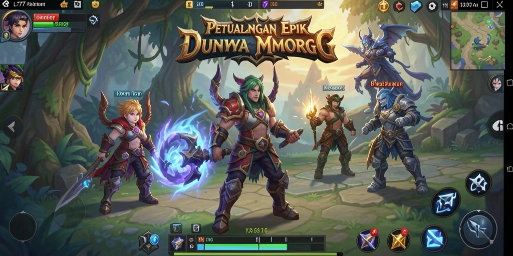 Screenshot gameplay L777 menampilkan pertarungan epik di dunia MMORPG.
