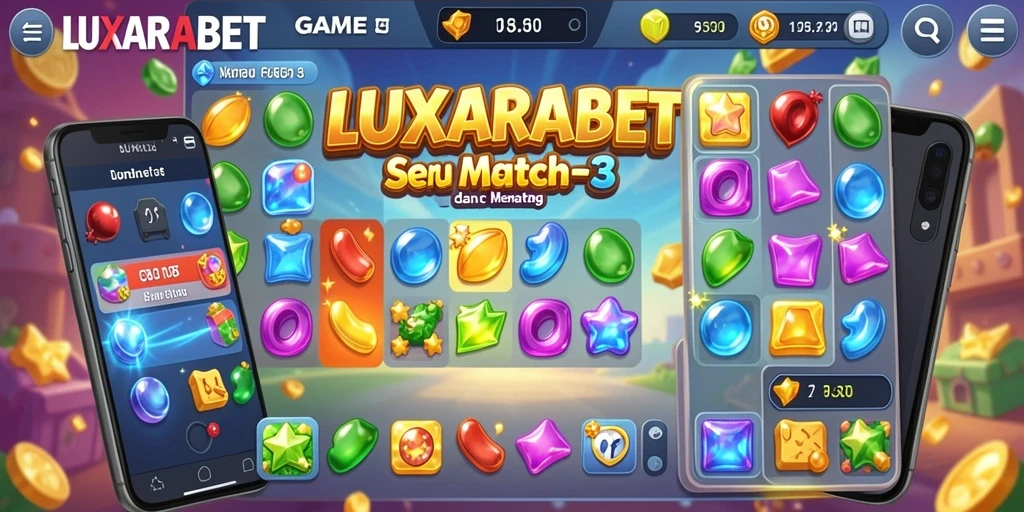 Tampilan gameplay seru dalam LUXARABET saat mencocokkan item.
