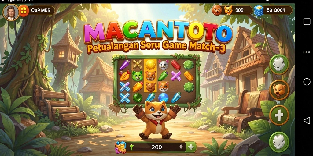 Tampilan gameplay seru dari MACANTOTO saat mencocokkan elemen warna-warni.