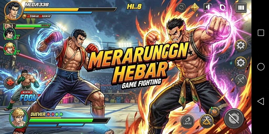 Gameplay pertarungan seru dengan karakter unik di MEGA338.