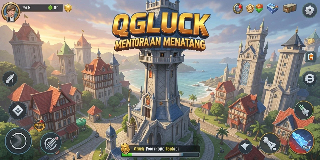 Gameplay Tower Defense yang seru dan menegangkan dalam QGLUCK.