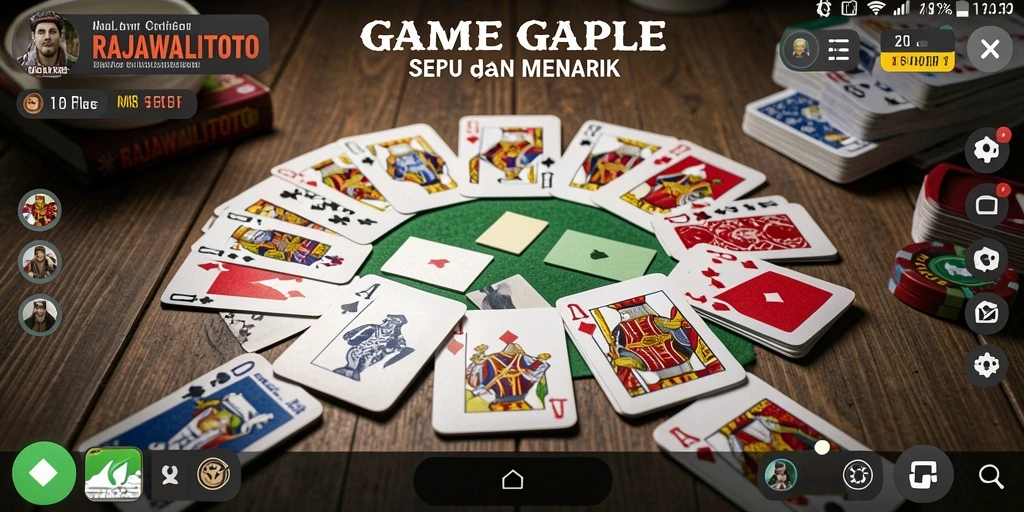 Screenshot gameplay RAJAWALITOTO yang menampilkan pertempuran kartu Gaple.