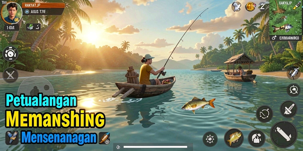 Tampilan gameplay RAKYATJP yang memikat saat memancing.