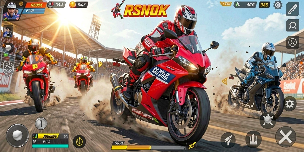 Tampilan aksi balapan motor dalam RSNOK yang mendebarkan.
