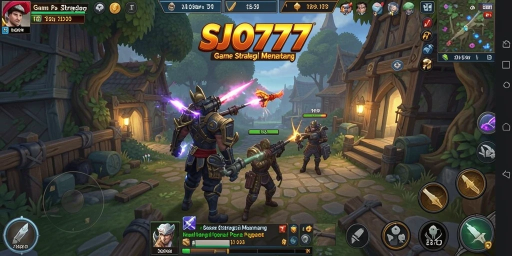 Tampilan gameplay menegangkan dari SJO777 yang menunjukkan strategi pertempuran.