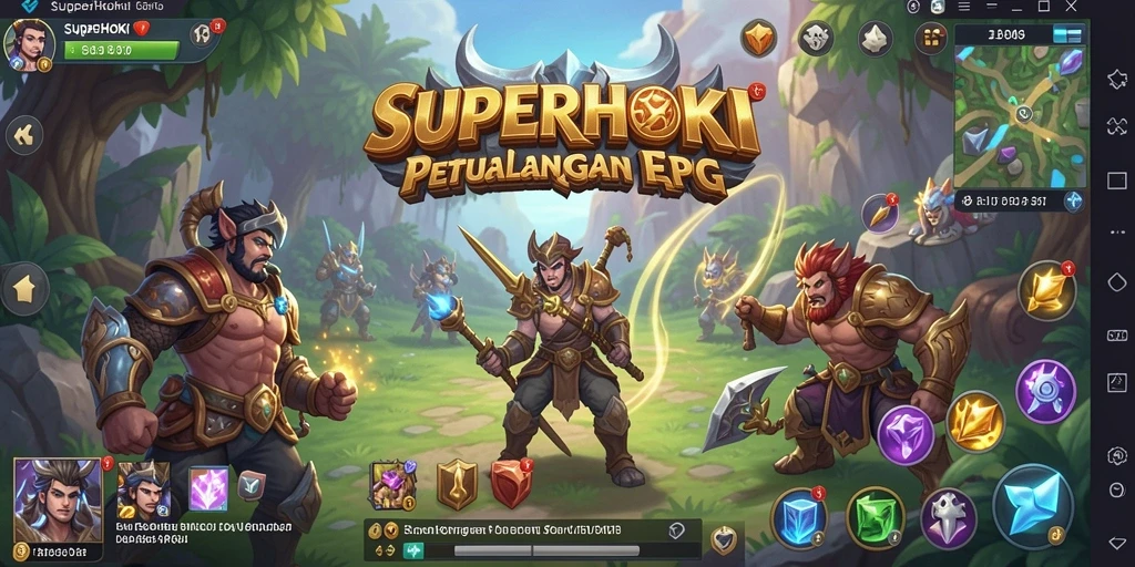Tangkapan layar dari SUPERHOKI menunjukkan pertarungan epik dalam dunia RPG.