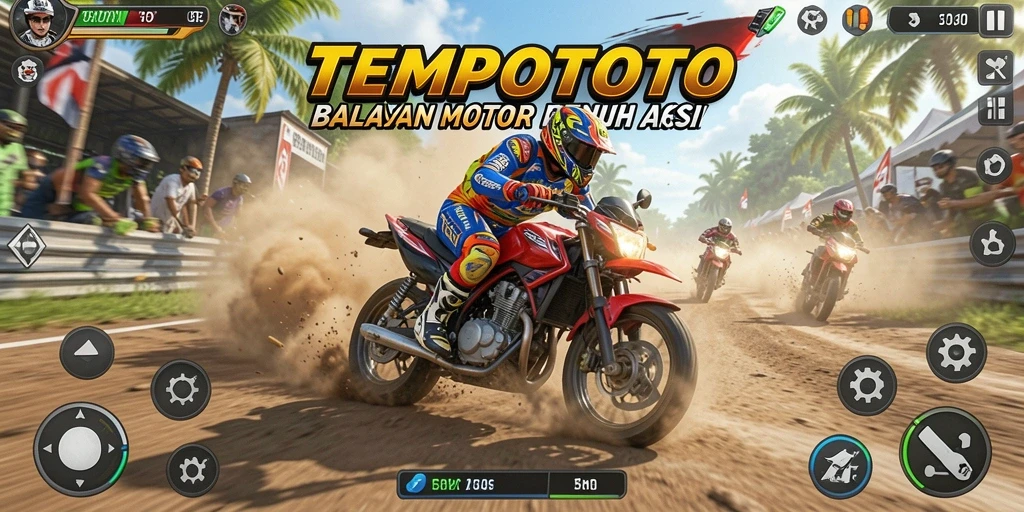 Gameplay seru dalam balapan motor yang mendebarkan.