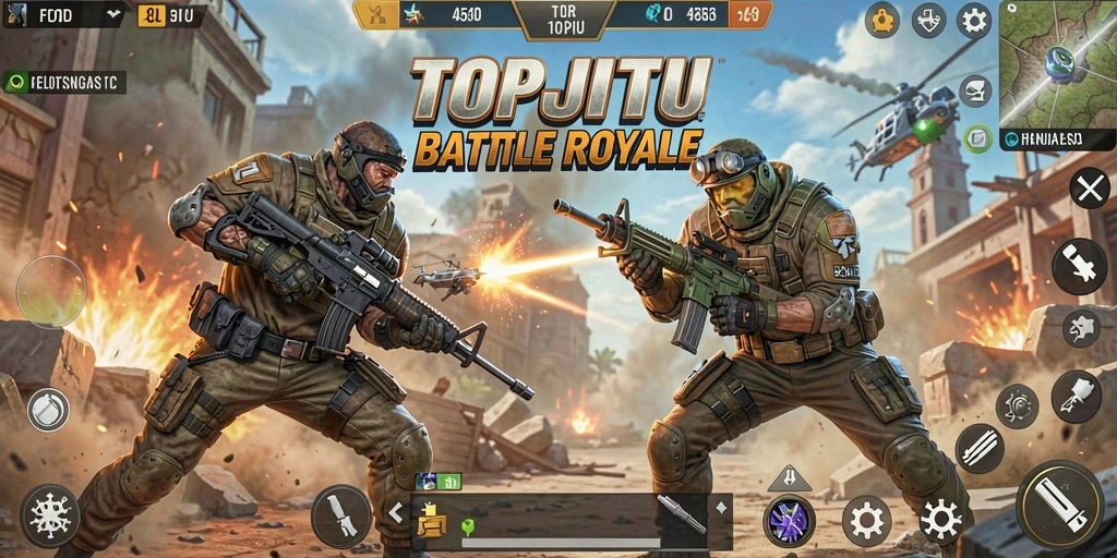 Tampilan gameplay seru dari game Battle Royale TOPJITU.