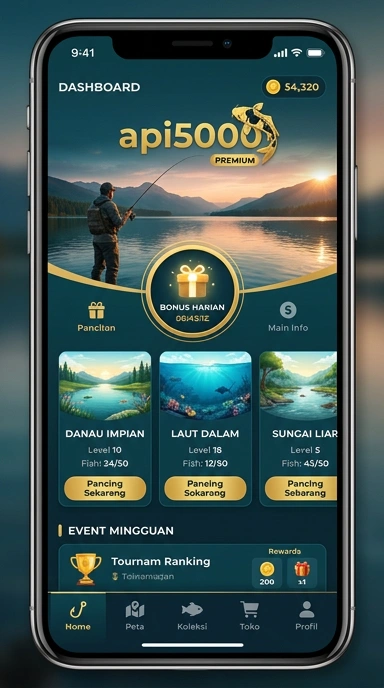 Tampilan antarmuka aplikasi api5000 yang sederhana dan menarik.